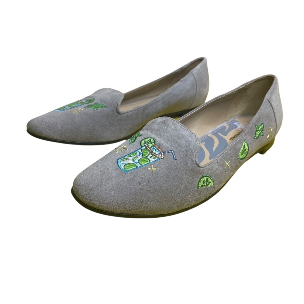 Tommy Bahama Women's Coastal Drinks Loafers Gray Suede Embroidery Slip On 8.5 - Picture 5 of 14